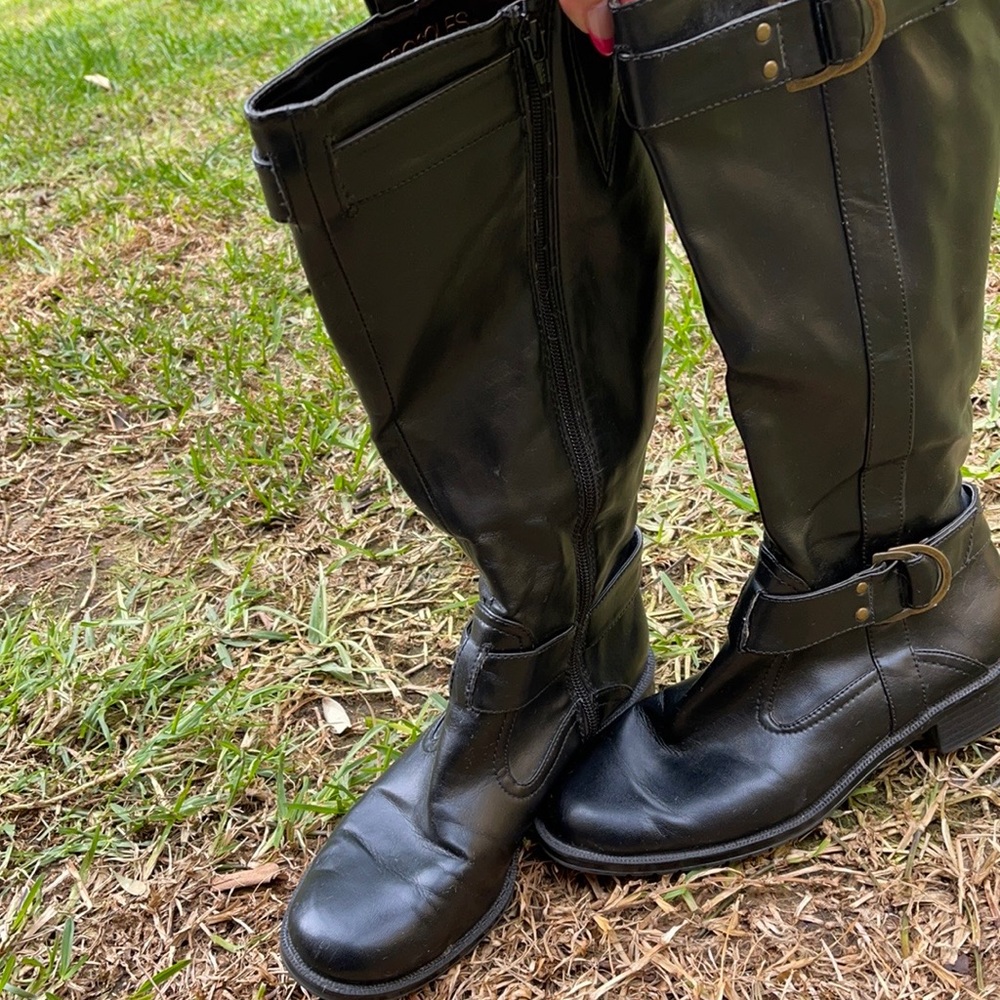 Aerosoles Black Vegan Wide Calf Leather 🎠 Ride Line Tall Riding Boots 👢